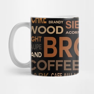 Word Cloud - Shades of Brown (Black Background) Mug